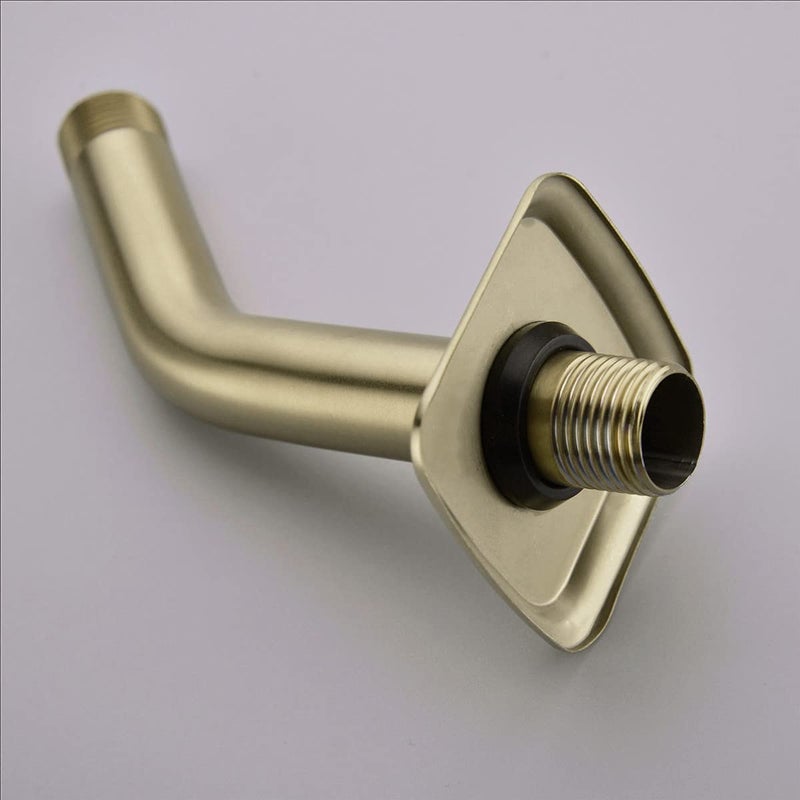 TRUSTMI Shower Arm with Flange, Angled 6-Inch Stainless Steel Replacement Pipe, Wall Mounted Tube for Bathroom Shower Head, Brushed Gold - Image 5
